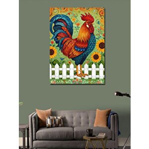 Kanvas Tablo Beyaz Çit Ve Horoz 50x70 cm
