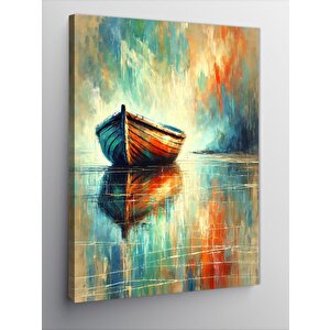 Kanvas Tablo Yansımalarla Yalnız Tekne 70x100 cm