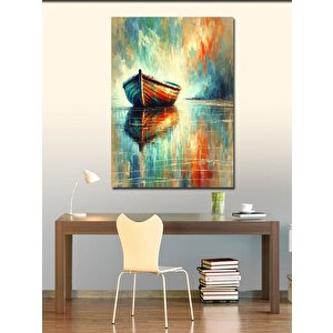Kanvas Tablo Yansımalarla Yalnız Tekne 70x100 cm