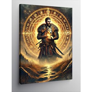 Kanvas Tablo Samuray Ve Altın Çember 50x70 cm