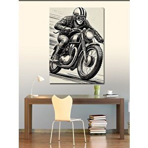 Kanvas Tablo Eski Motosiklet Çizimi 70x100 cm
