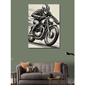 Kanvas Tablo Eski Motosiklet Çizimi 70x100 cm