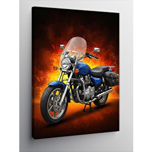 Kanvas Tablo Alevli Motosiklet Figürü 100x140 cm