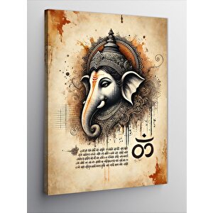 Kanvas Tablo Ganesh Ve Sanskrit Yazıları 70x100 cm