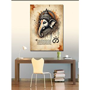 Kanvas Tablo Ganesh Ve Sanskrit Yazıları 70x100 cm