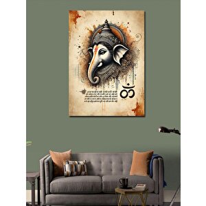 Kanvas Tablo Ganesh Ve Sanskrit Yazıları 70x100 cm