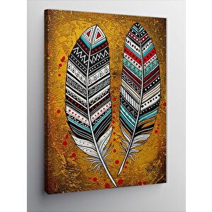 Kanvas Tablo Renkli Tüyler Ve Kabile Simgesi 100x140 cm
