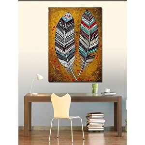 Kanvas Tablo Renkli Tüyler Ve Kabile Simgesi 100x140 cm