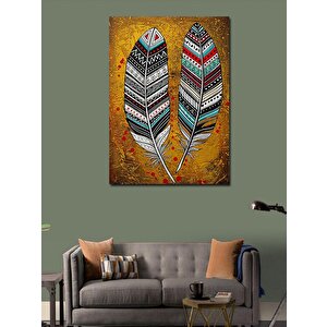 Kanvas Tablo Renkli Tüyler Ve Kabile Simgesi 100x140 cm