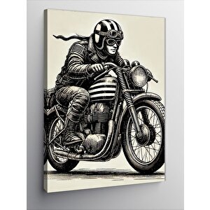 Kanvas Tablo Retro Motosiklet Çizimi 100x140 cm