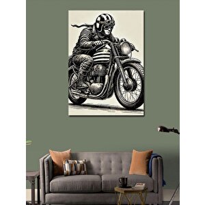 Kanvas Tablo Retro Motosiklet Çizimi 100x140 cm
