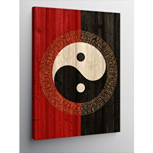 Kanvas Tablo Yin Yang Ve Tahta Deseni 50x70 cm