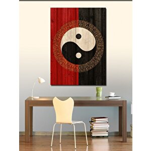 Kanvas Tablo Yin Yang Ve Tahta Deseni 50x70 cm