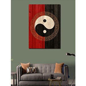 Kanvas Tablo Yin Yang Ve Tahta Deseni 50x70 cm