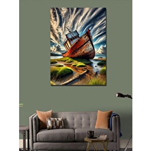 Kanvas Tablo Terk Edilmiş Gemi Çizimi 70x100 cm