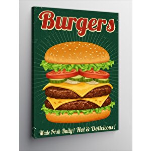 Kanvas Tablo Retro Burger Posteri 70x100 cm