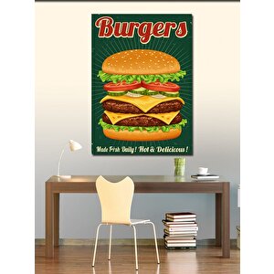 Kanvas Tablo Retro Burger Posteri 70x100 cm