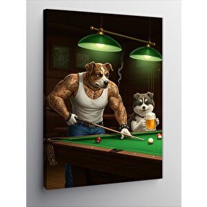 Kanvas Tablo Bilardo Ve Güçlü Hayvanlar 100x140 cm