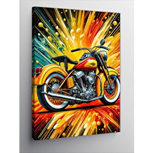 Kanvas Tablo Renkli Motosiklet Ve Hızlı Çizgiler 70x100 cm