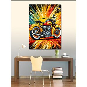Kanvas Tablo Renkli Motosiklet Ve Hızlı Çizgiler 70x100 cm