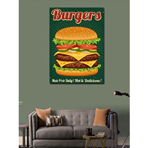 Kanvas Tablo Retro Burger Posteri 100x140 cm
