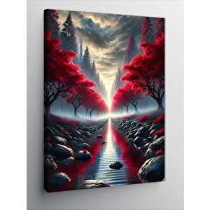 Kanvas Tablo Kırmızı Yol Manzarası 100x140 cm