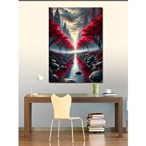 Kanvas Tablo Kırmızı Yol Manzarası 100x140 cm