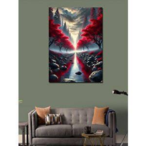 Kanvas Tablo Kırmızı Yol Manzarası 100x140 cm