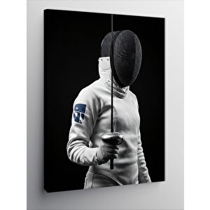 Kanvas Tablo Eskrimci Ve Koruma Maskesi 50x70 cm