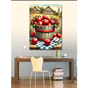 Kanvas Tablo Elma Sepeti Ve Kırsal Manzara 50x70 cm