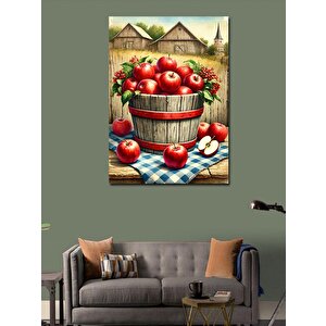 Kanvas Tablo Elma Sepeti Ve Kırsal Manzara 50x70 cm