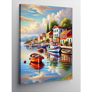 Kanvas Tablo Akdeniz Kıyısında Tekneler 70x100 cm