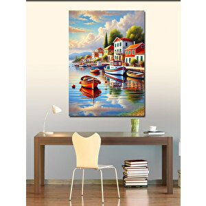 Kanvas Tablo Akdeniz Kıyısında Tekneler 70x100 cm