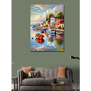 Kanvas Tablo Akdeniz Kıyısında Tekneler 70x100 cm