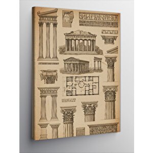 Kanvas Tablo Antik Yunan Mimari Çizimleri 50x70 cm