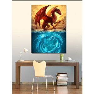 Kanvas Tablo Alevli Ejderha Sanatı 70x100 cm