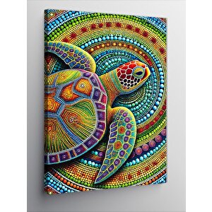 Kanvas Tablo Renkli Kaplumbağa Ve Sıcak Motifler 50x70 cm