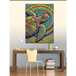 Kanvas Tablo Renkli Kaplumbağa Ve Sıcak Motifler 50x70 cm
