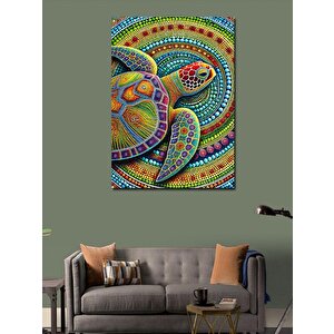 Kanvas Tablo Renkli Kaplumbağa Ve Sıcak Motifler 50x70 cm