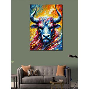 Kanvas Tablo Renkli Boğa Ve Enerji Patlaması 100x140 cm