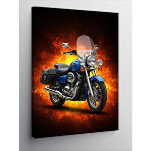 Kanvas Tablo Alevli Motosiklet Portresi 100x140 cm