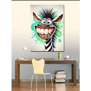Kanvas Tablo Çılgın Gülümseyen Zebra 100x140 cm
