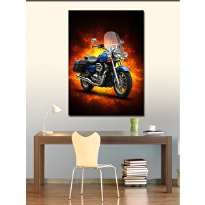 Kanvas Tablo Alevli Motosiklet Portresi 70x100 cm