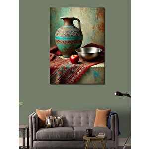 Kanvas Tablo Klasik Çömlek Ve Elma 100x140 cm