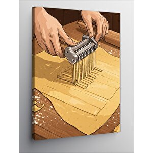 Kanvas Tablo Elde Makarna Yapımı 70x100 cm