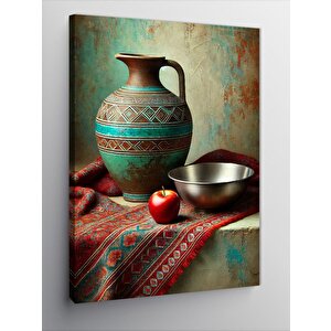 Kanvas Tablo Klasik Çömlek Ve Elma 50x70 cm