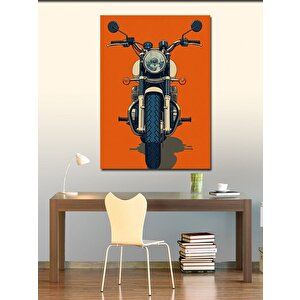 Kanvas Tablo Turuncu Klasik Motosiklet 100x140 cm