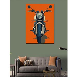 Kanvas Tablo Turuncu Klasik Motosiklet 100x140 cm