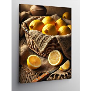Kanvas Tablo Sarı Limon Sepeti Ve Sadelik 100x140 cm