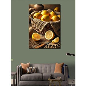 Kanvas Tablo Sarı Limon Sepeti Ve Sadelik 100x140 cm